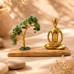 Jardín Zen de Yoga con Aventurina Verde y Árbol de la Vida Artesanal