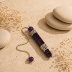 Péndulo de Amatista Natural de Tres Piezas para Radiestesia y Meditación