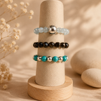Conjunto de Anillos con Gemas Naturales Océano sin Fin