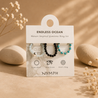 Conjunto de Anillos con Gemas Naturales Océano sin Fin