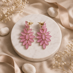 Pendientes Largos de Cristal Rosa Vintage | Acero Inoxidable