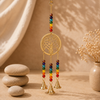Campana de Viento Árbol de la Vida con Cuentas de Chakras y 3 Campanas de Latón