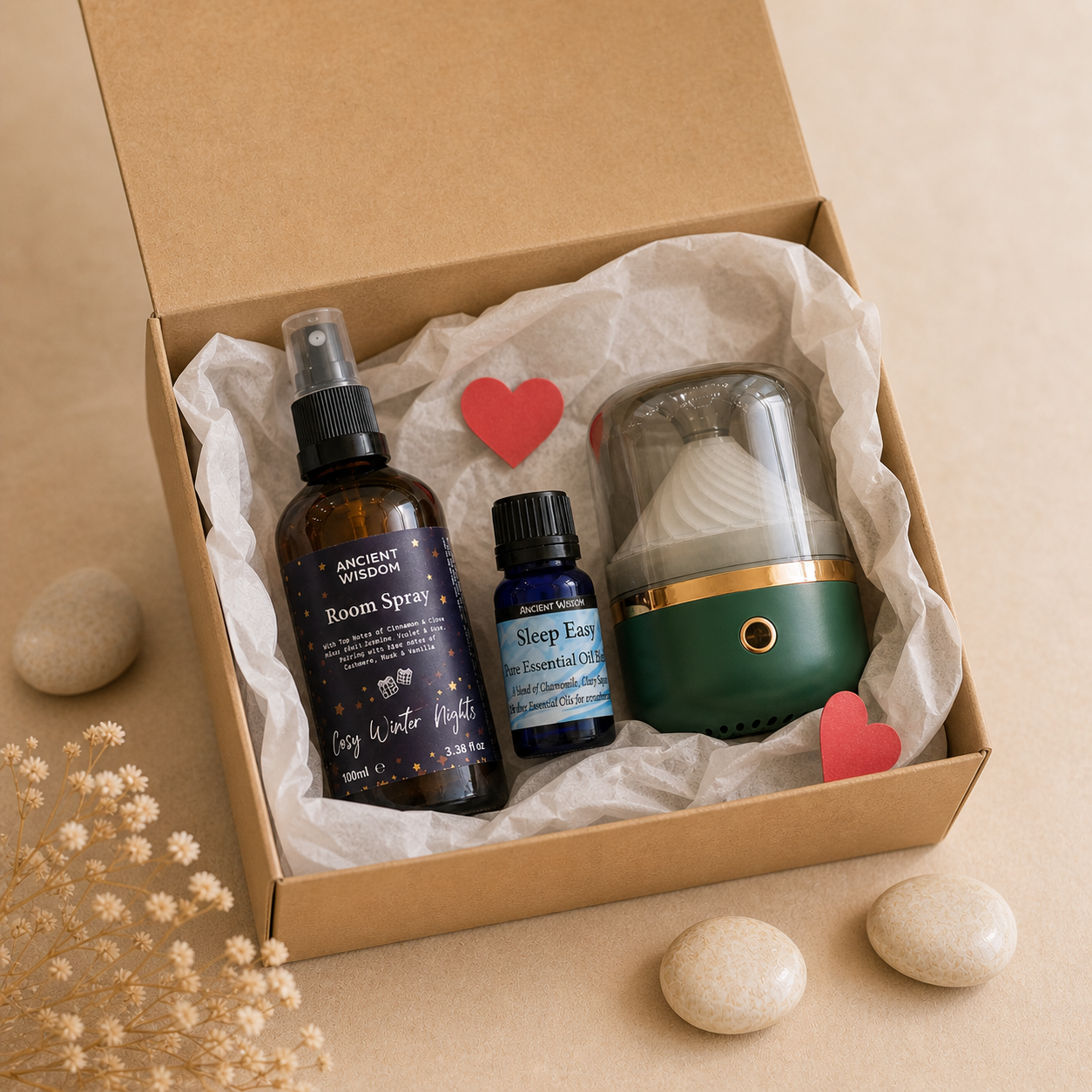 Set Aromaterapia Dormir Mejor Natural con Difusor Aceites Esenciales y Spray Relajante