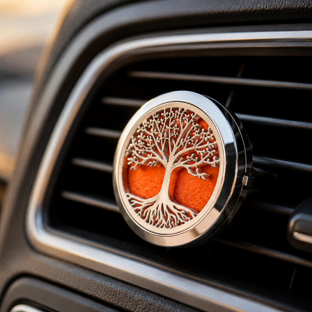 Difusor de Aromaterapia para Coche Árbol de la Vida de Acero Inoxidable