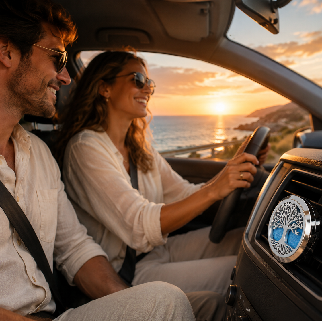 Difusor de Aromaterapia para Coche Árbol de la Vida de Acero Inoxidable
