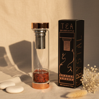 Botella de cristal para te  - oro rosa - Jasper rojo