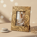 Marco de fotos Buda negro de madera de mango 13x18 cm estilo boho zen