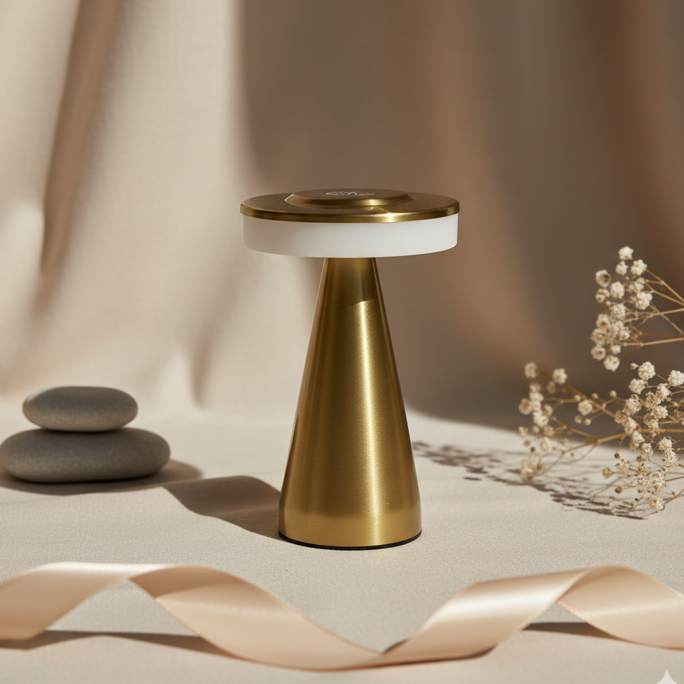 Lámpara táctil de mesa en cobre recargable USB C