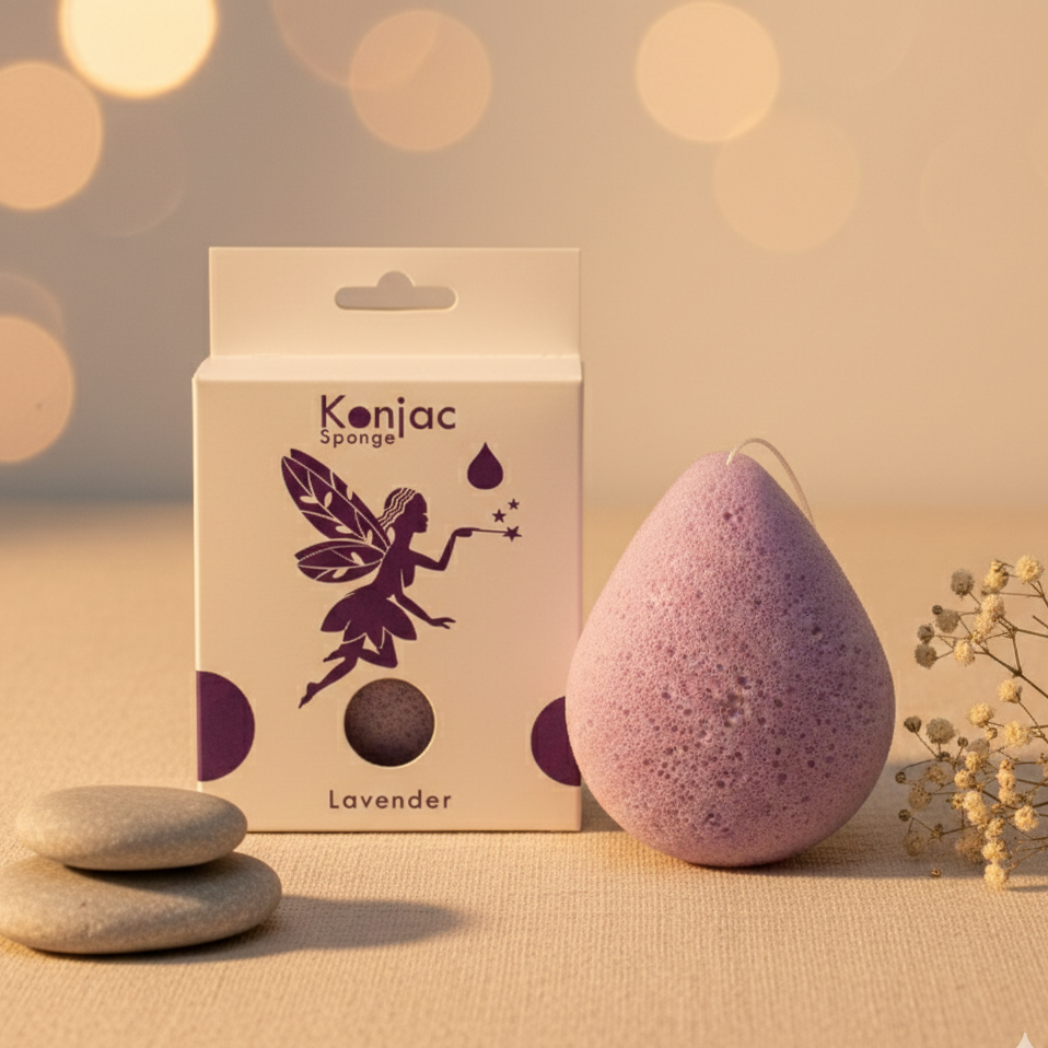Esponja facial Konjac de lavanda calmante 100% natural