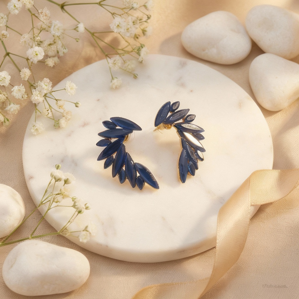 Pendientes de Cristal Vintage - Alas de ángel - Azul