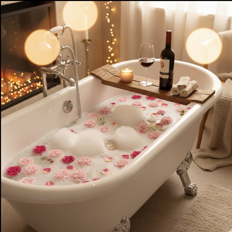 Caja corazón negra con 13 rosas de jabón rojas para baño romántico y regalo elegante