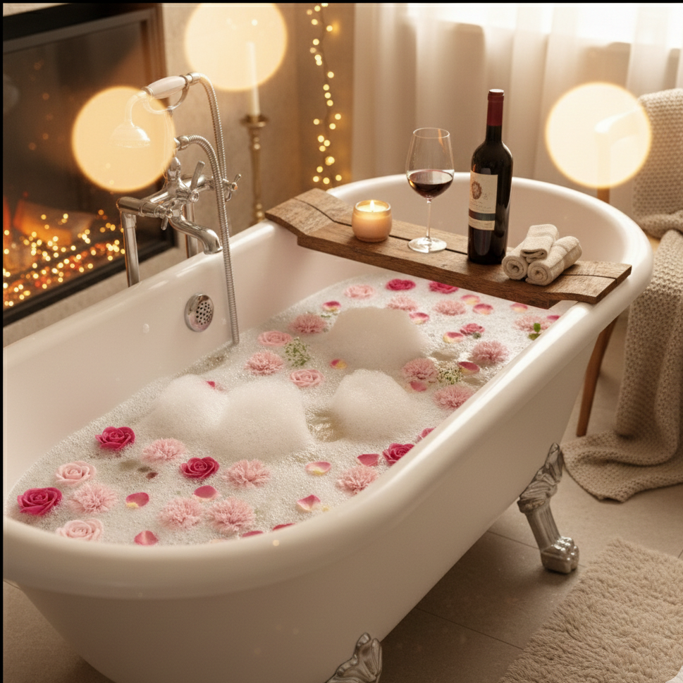 Caja cuadrada negra con 9 rosas de jabón rojas para baño romántico y regalo elegante