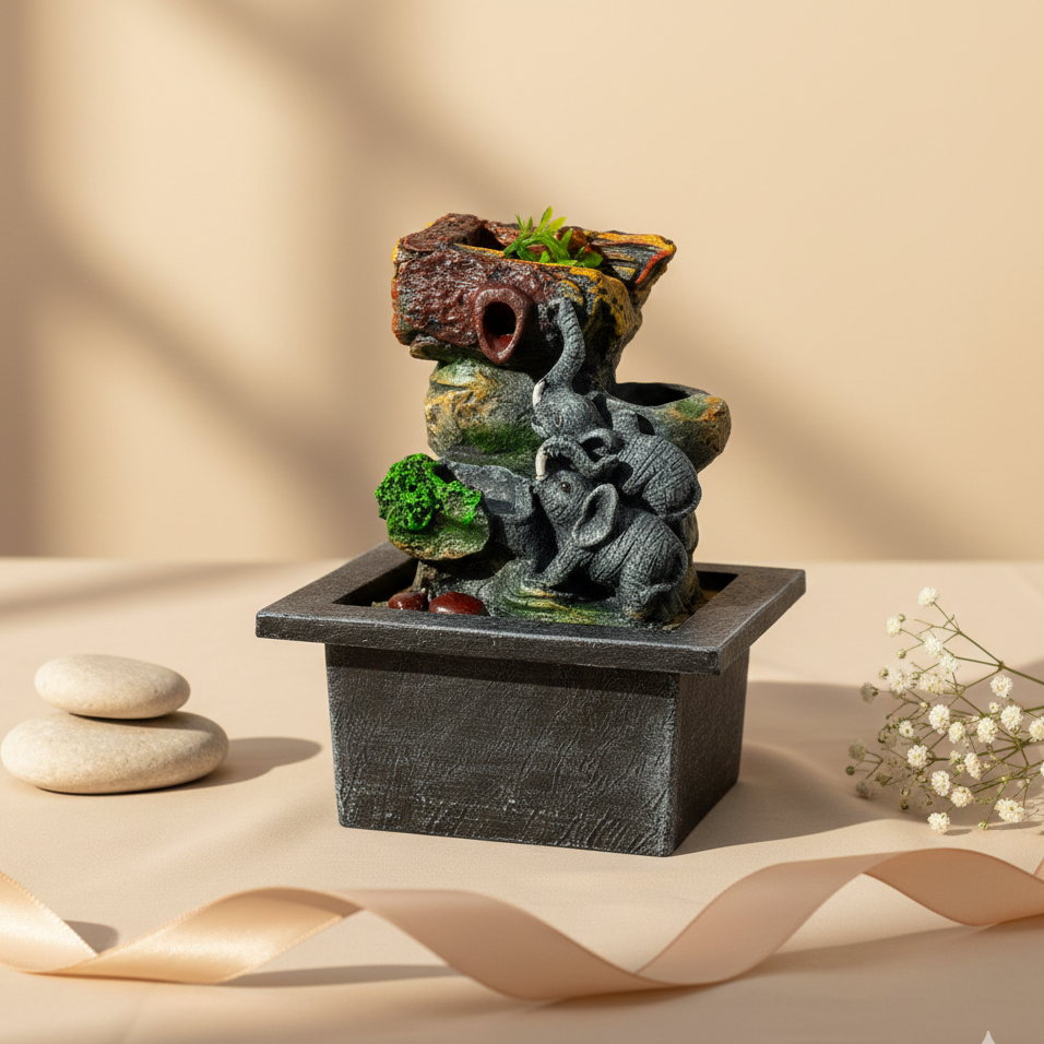 Fuente de Agua Feng Shui "Elefantes Enamorados"