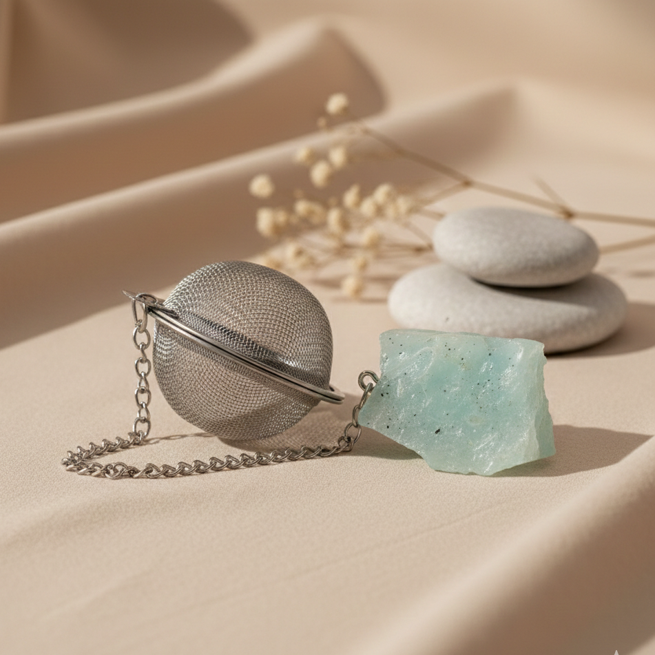 Colador de té con piedra natural Aguamarina