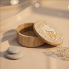 Caja decorativa redonda Buda blanco en madera de mango