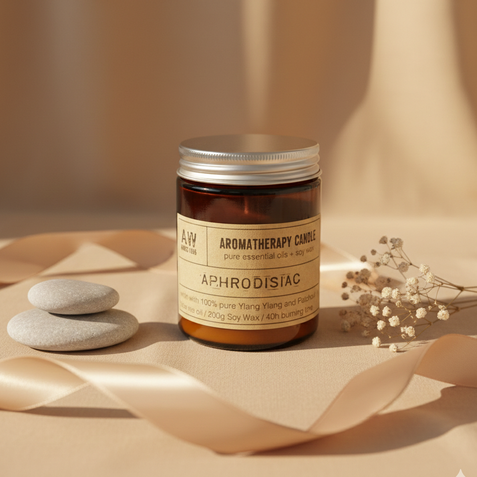 Vela de soja para aromaterapia afrodisíaca Ylang Ylang y Pachuli 200 g