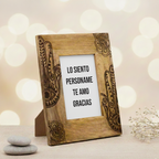 Marco de fotos mandala negro de madera de mango 13x18 cm estilo boho zen