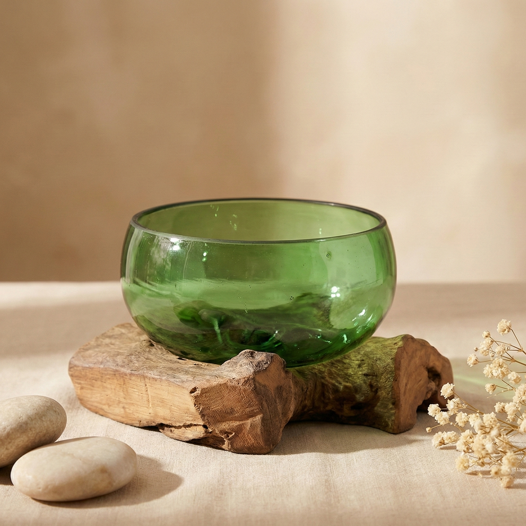 Botellas de cerveza recicladas - Cuenco Ancho en Madera