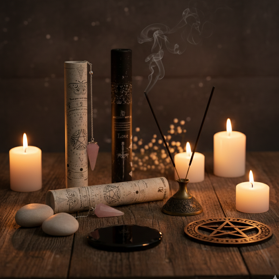 Incienso Ritual de Amor con Péndulo de Cuarzo Rosa