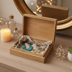 Caja de madera de mango Buda blanco grande para joyas y cristales