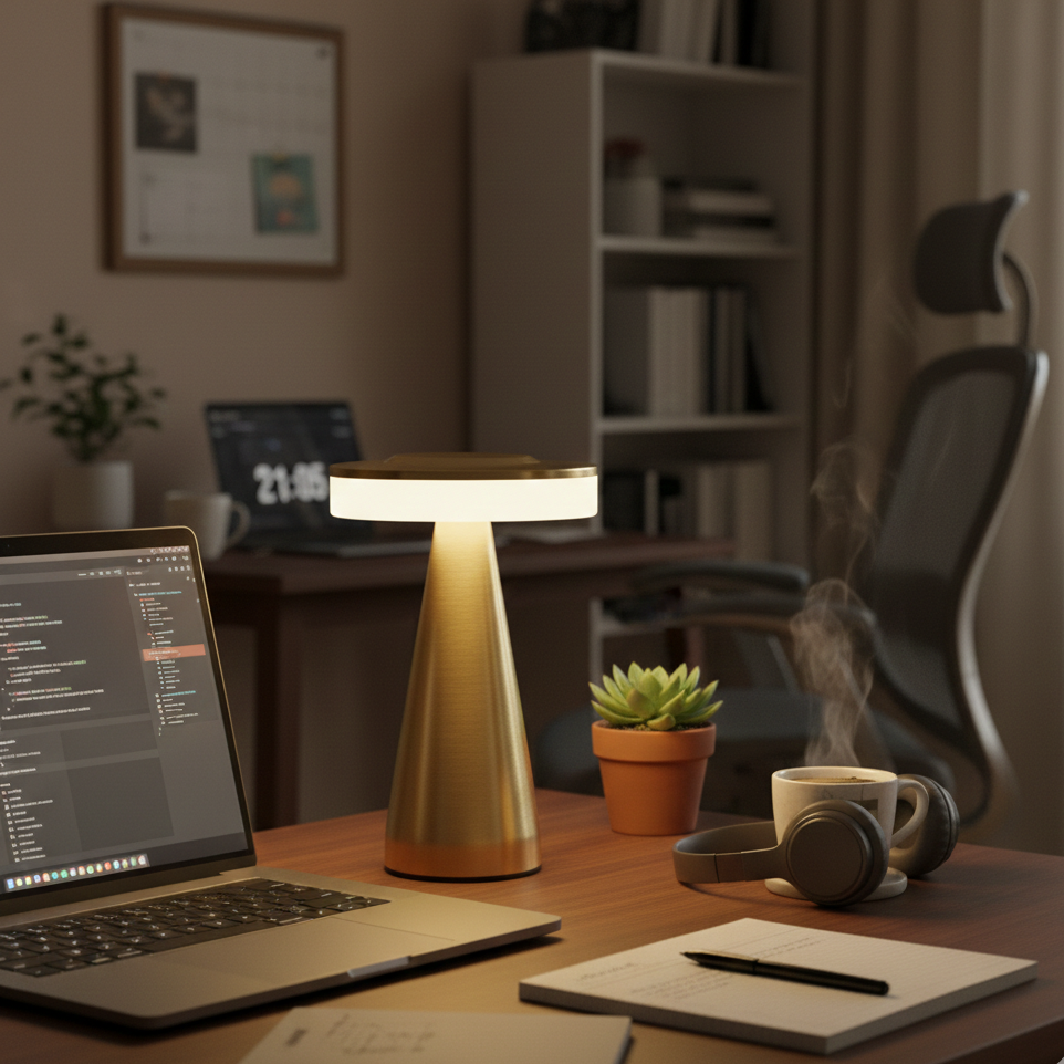 Lámpara táctil de mesa en cobre recargable USB C