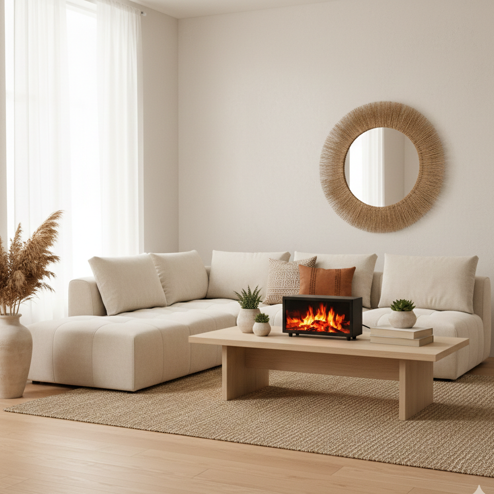 Difusor de aromas efecto llama con sonido de aves USB negro