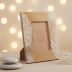 Marco de fotos Hamsa blanco de madera de mango 13x18 cm decoración protectora y zen
