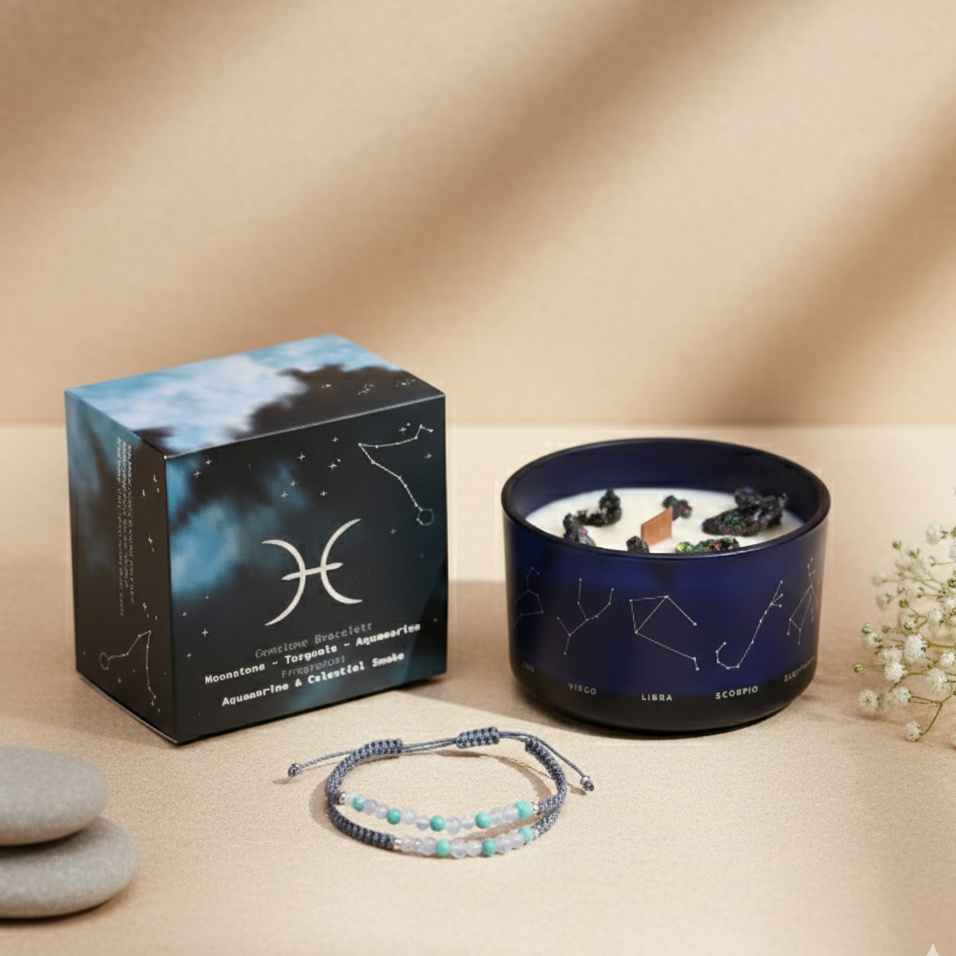 Vela de cristal del zodiaco Piscis (Soja Natural)