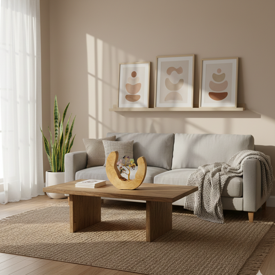 Jardín Árbol de Gemas 7 Chakras en Anillo de Madera de Mango – 60 Piedras Naturales