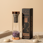 Botella de cristal para te - oro rosa- Amatista