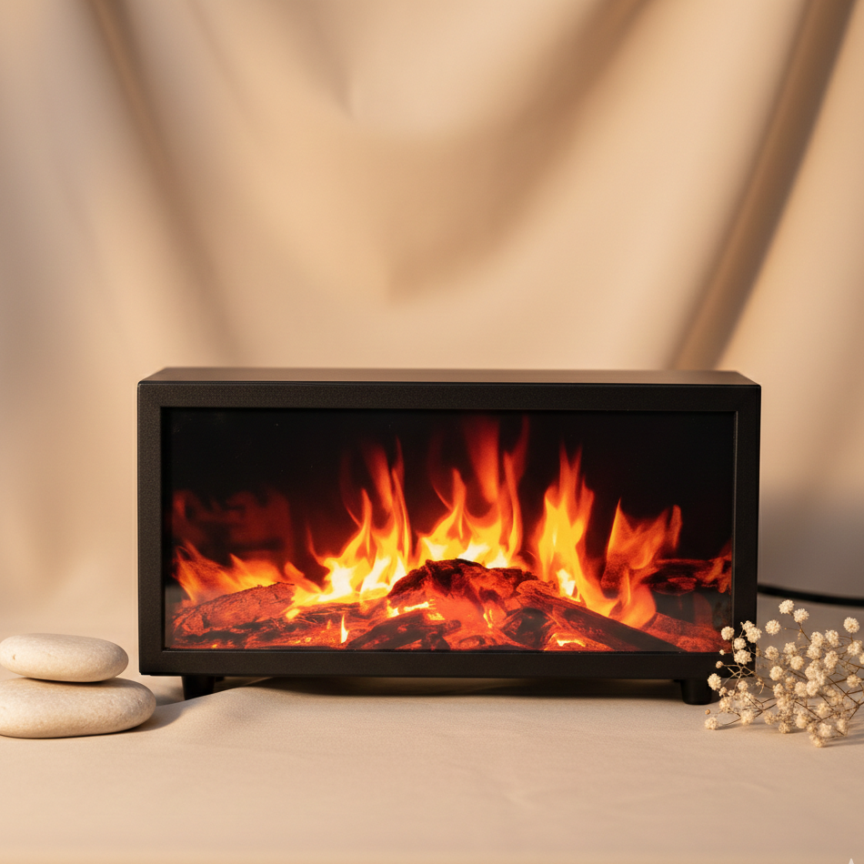 Difusor de aromas efecto llama con sonido de aves USB negro