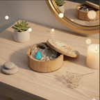 Caja decorativa redonda Buda blanco en madera de mango