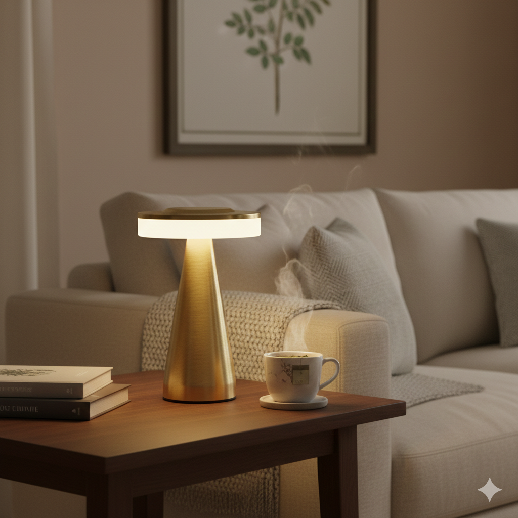 Lámpara táctil de mesa en cobre recargable USB C