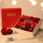 Caja regalo flores de jabón rosas rojas clásicas