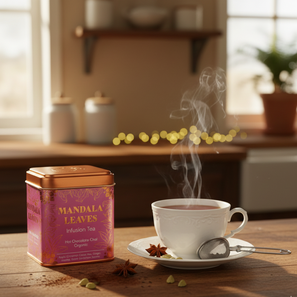 Infusión de chocolate caliente con chai sin cafeína en lata 50 g