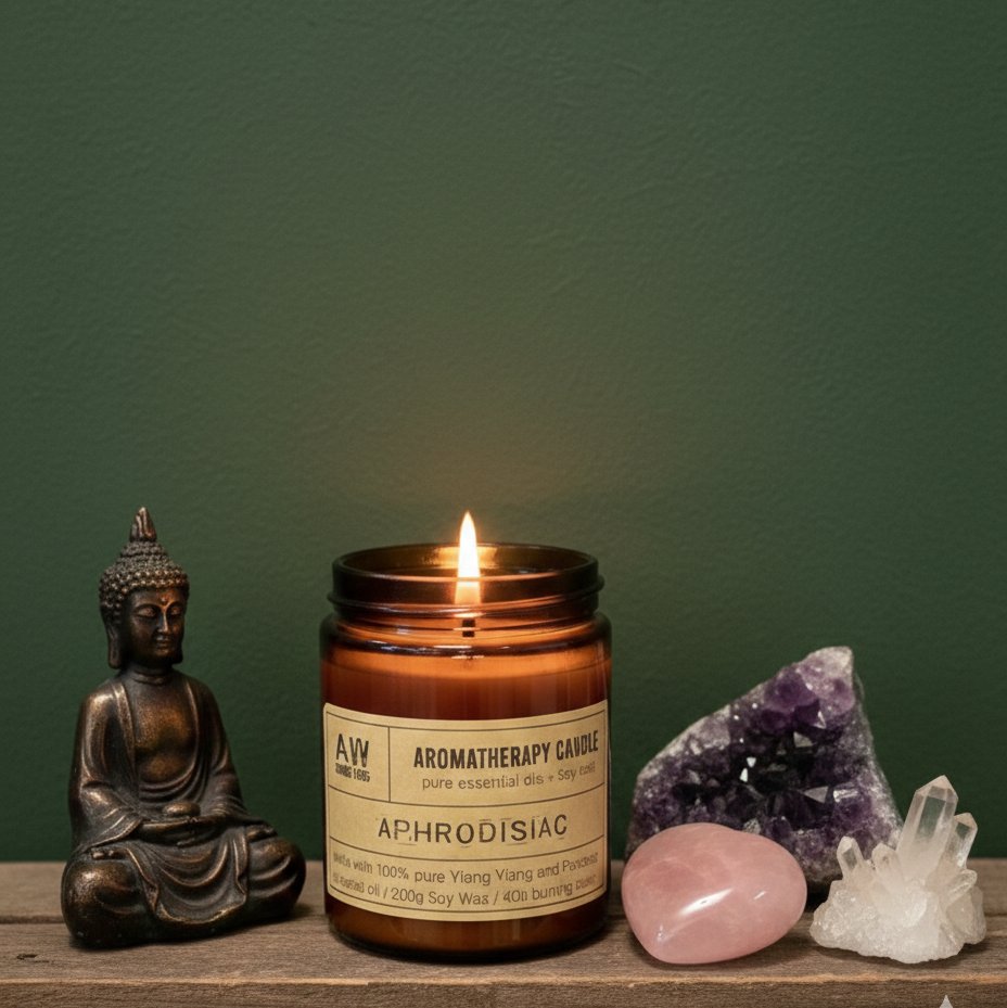 Vela de soja para aromaterapia afrodisíaca Ylang Ylang y Pachuli 200 g