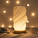 Lámpara de mesa nube trenzada luz cálida USB base de madera