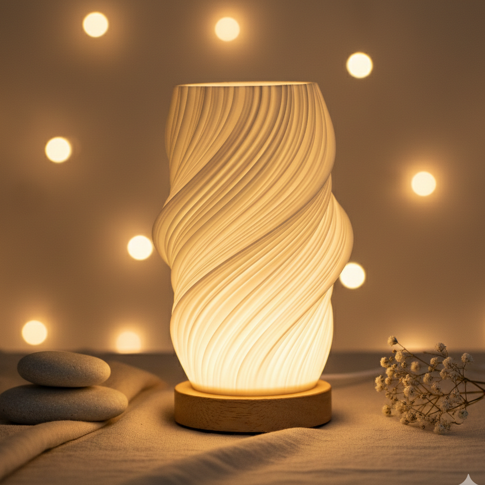 Lámpara de mesa nube trenzada luz cálida USB base de madera