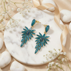 Pendientes de Cristal Vintage - Largo - Verde Turquesa