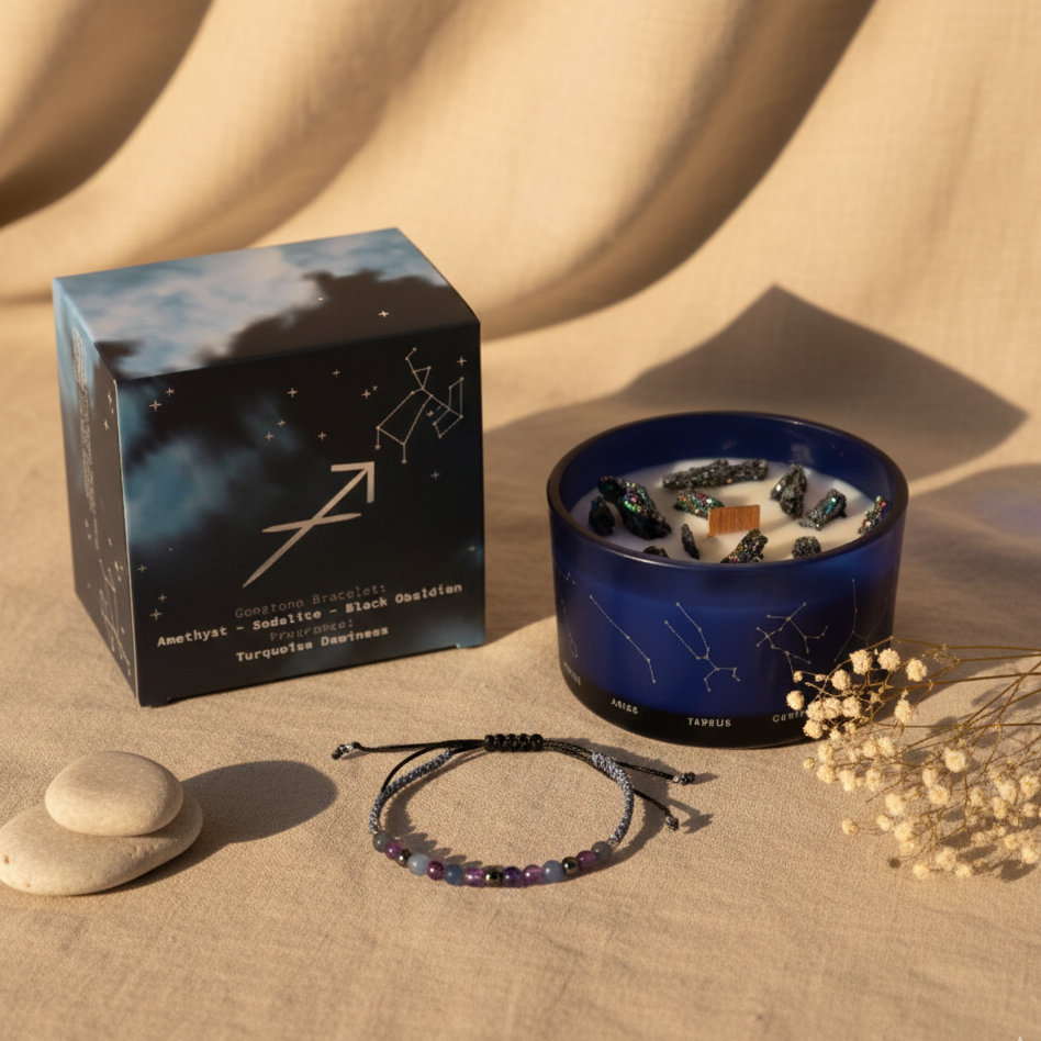 Vela de cristal del zodiaco Sagitario (Soja Natural)