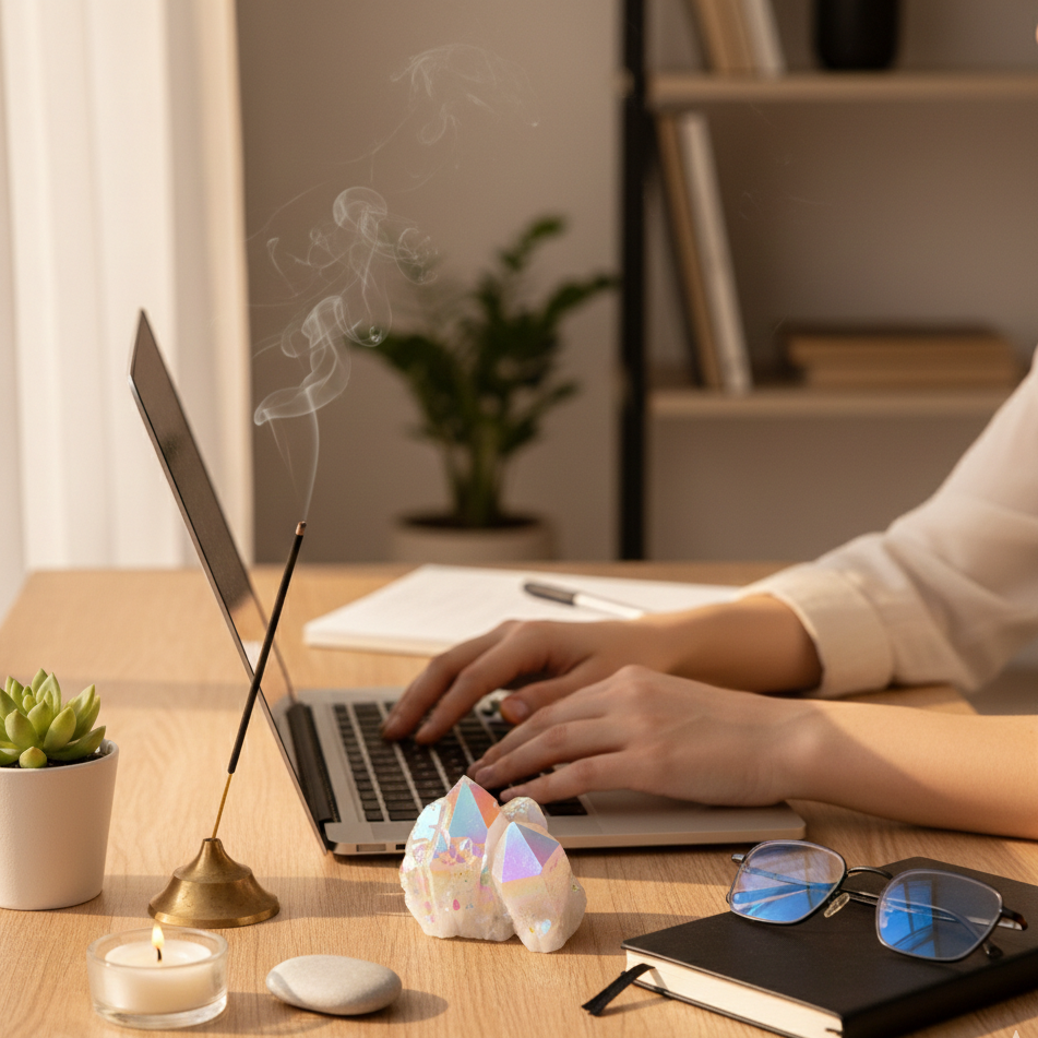 Cuarzo Angel Aura natural mediano para energía positiva y decoración consciente