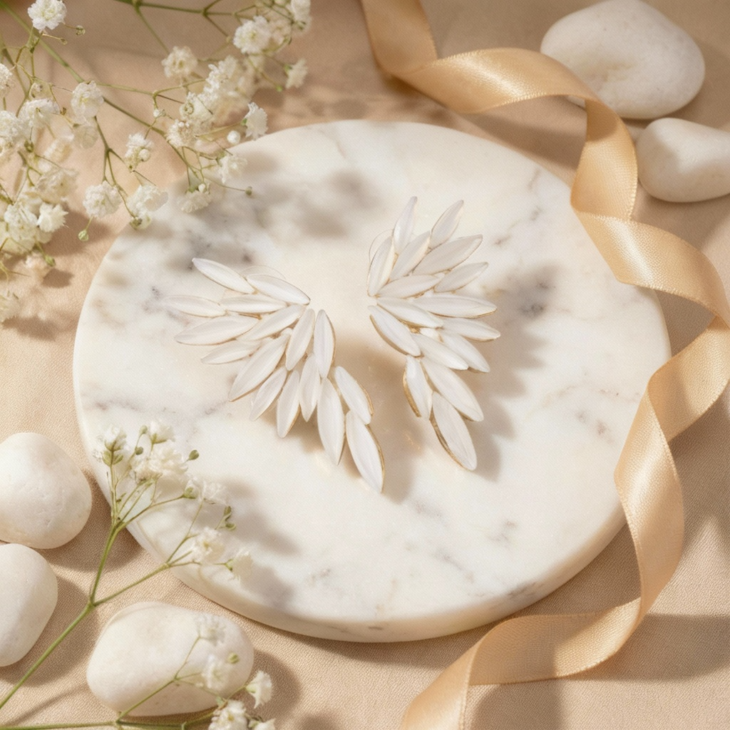 Pendientes de Cristal Vintage - Alas de ángel - Perla