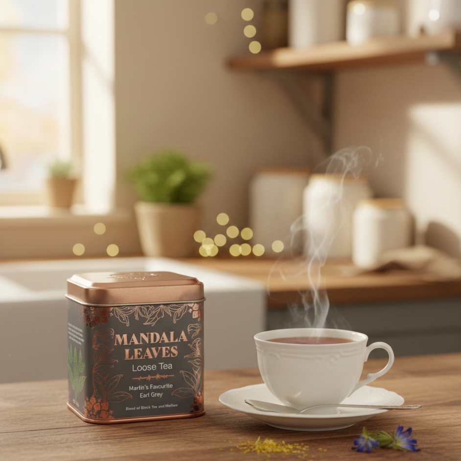 Té Earl Grey favorito de Merlín en lata 50 g con bergamota y flores de malva