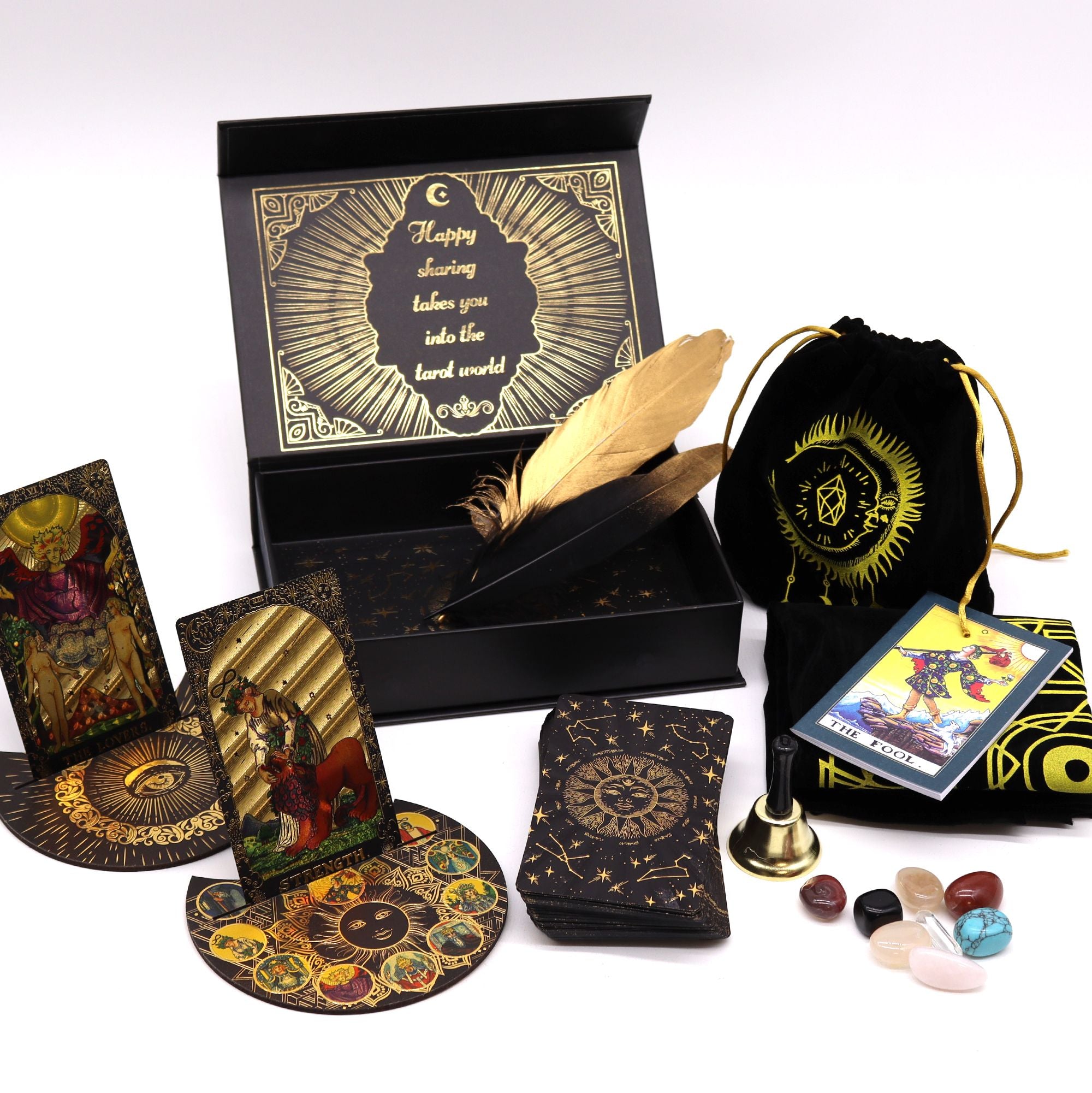 Tarot Hoja Dorada – Set de Regalo Ritual Completo con Accesorios Místicos