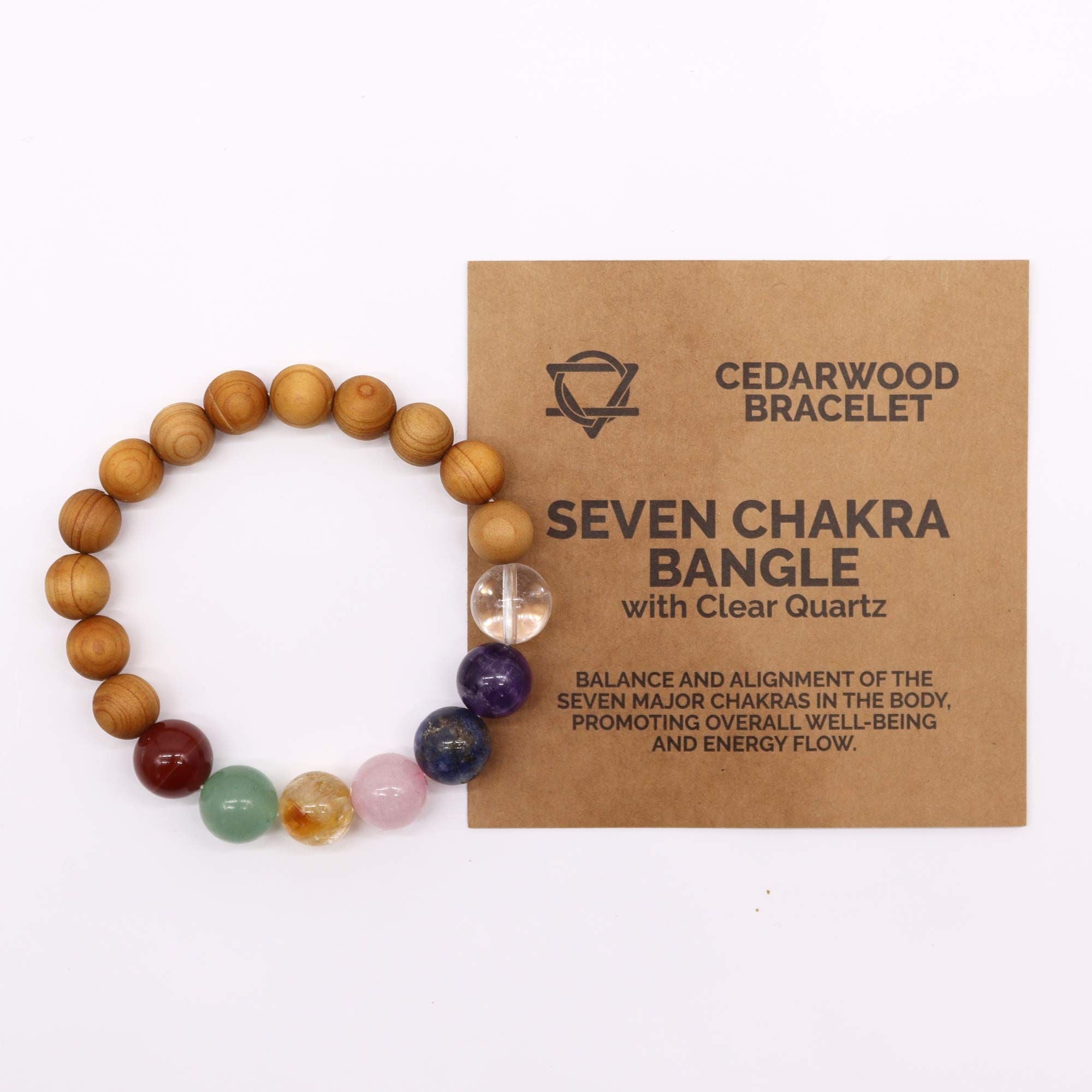 Pulsera 7 Chakras de Cedro y Piedras Naturales hecha a mano
