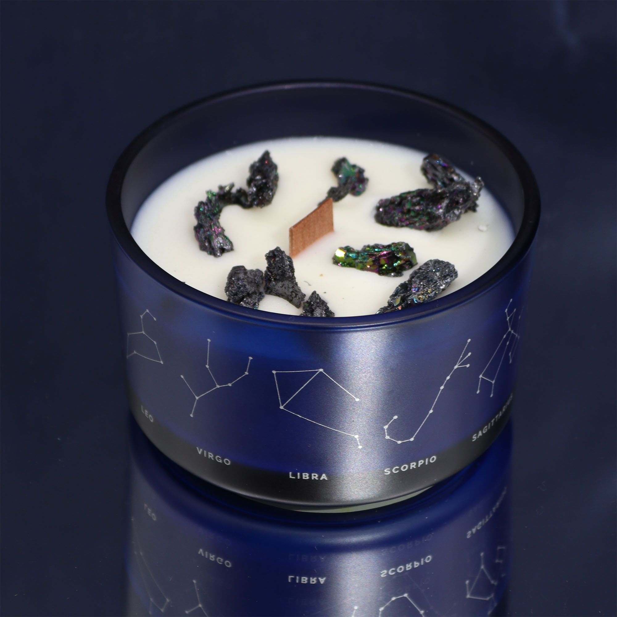 Vela de cristal del zodiaco Piscis (Soja Natural)