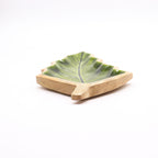 Tazón de madera de mango en forma de hoja verde para decoración de mesa