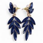 Pendientes de cristal azul vintage largos en acero inoxidable inspirados en el mar