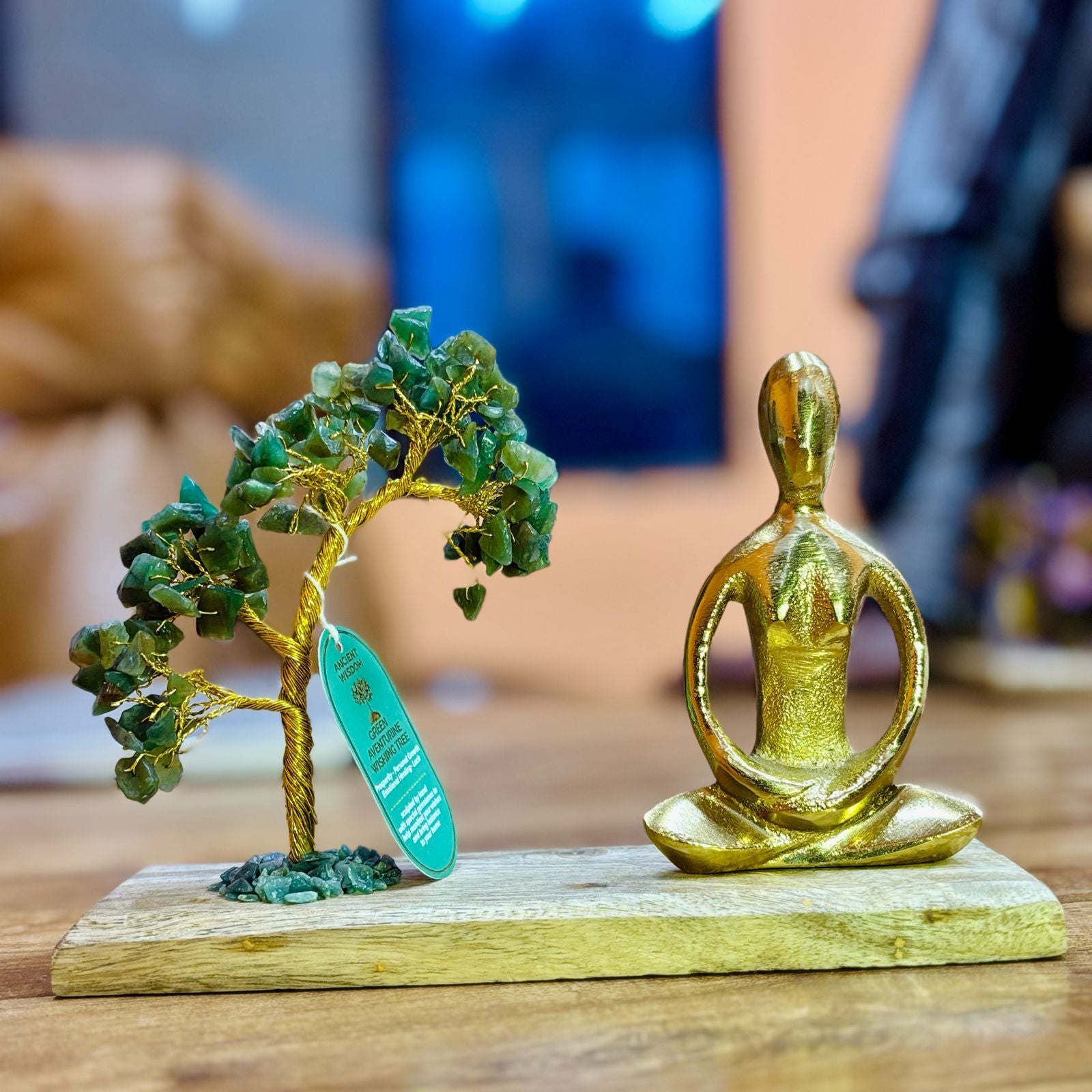 Jardín Zen de Yoga con Aventurina Verde y Árbol de la Vida Artesanal