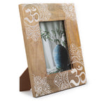 Marco de fotos mandala blanco de madera de mango 13x18 cm decoración zen y espiritual